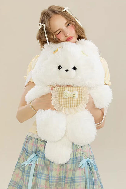 White Cute Samoyed Plush Toy Sweet Lolita Dog Backpack