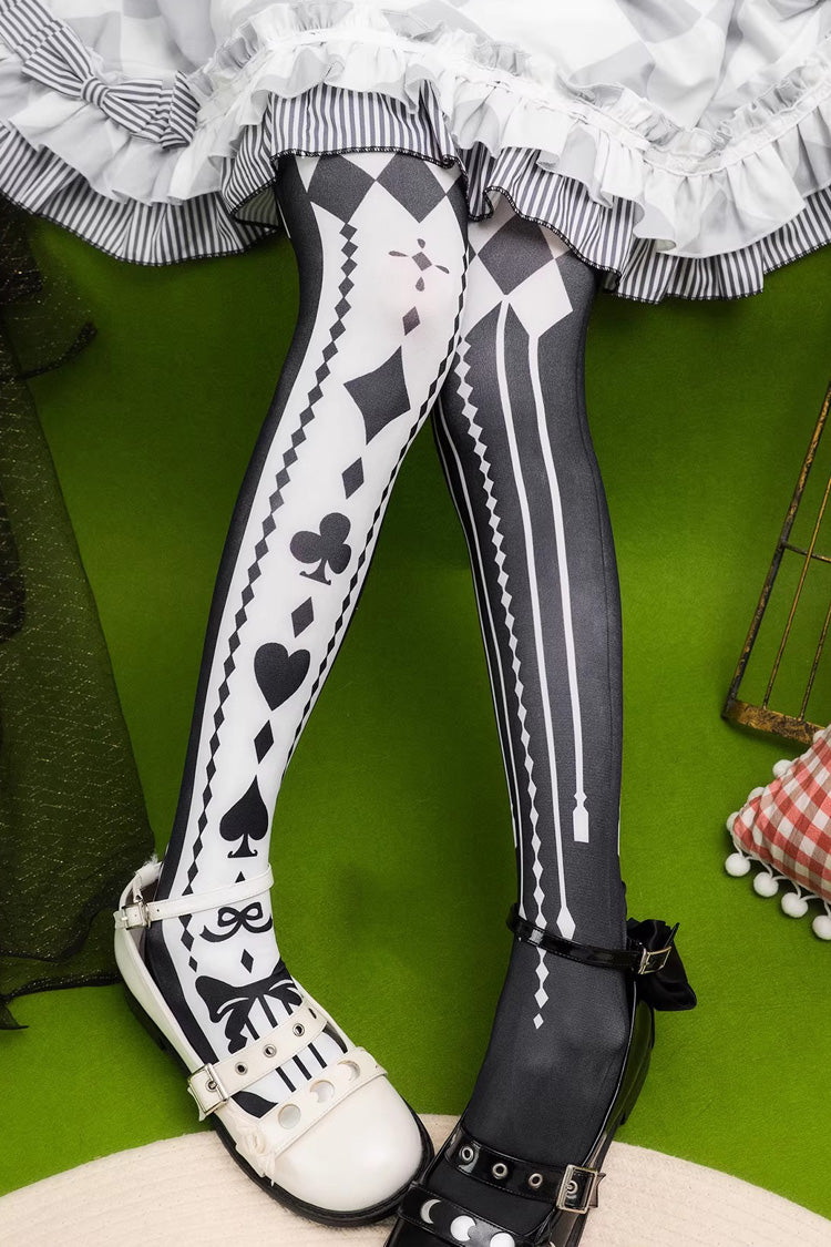 [Alice in Wonderland] Poker Printed Gothic Lolita Tights 5 Colors