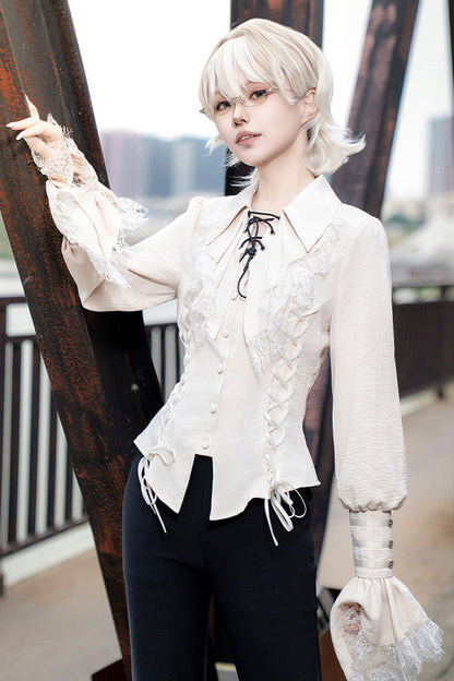 Black [Gold Hunter] Long Sleeves Pirate Style Gothic Long Pants