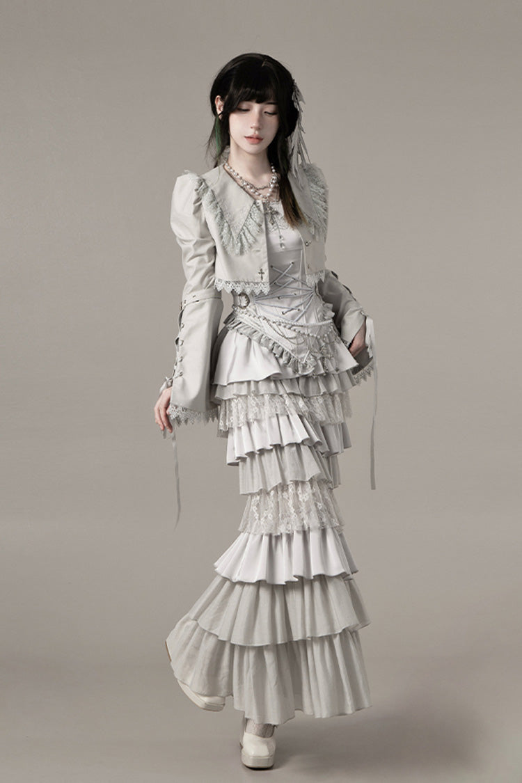 Gothic Corset - Bionic Doll, Solid-Color, Square Collar, Fishtail Silhouette, Ruffled - additional product view 7