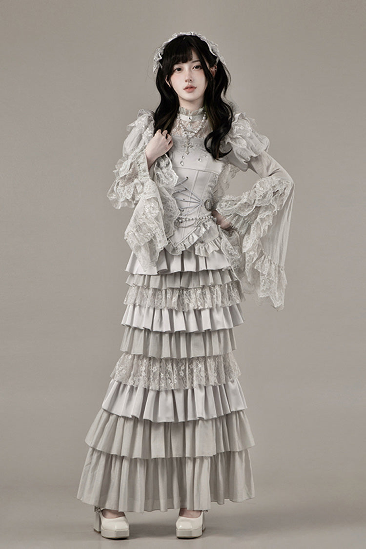 Gothic Corset - Bionic Doll, Solid-Color, Square Collar, Fishtail Silhouette, Ruffled - additional product view 8