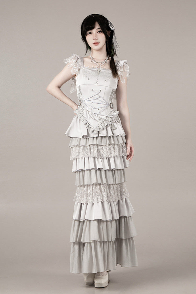 Gothic Corset - Bionic Doll, Solid-Color, Square Collar, Fishtail Silhouette, Ruffled - additional product view 25