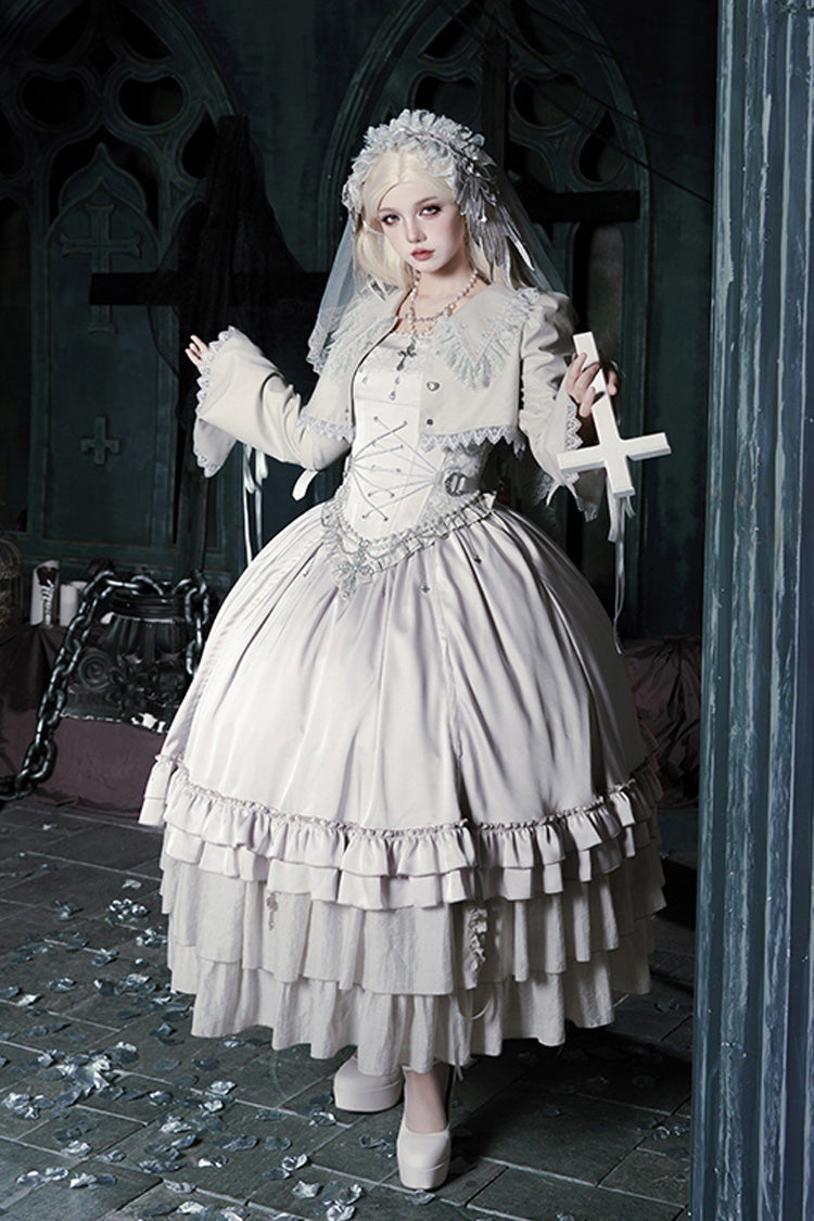 Gothic Corset - Bionic Doll, Solid-Color, Square Collar, Long Length, Ruffled - additional product view 2