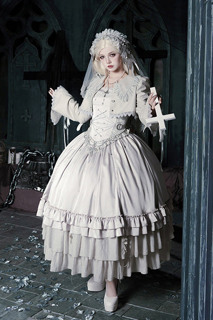 Gothic Corset - Bionic Doll, Solid-Color, Square Collar, Long Length, Ruffled - additional product view 2
