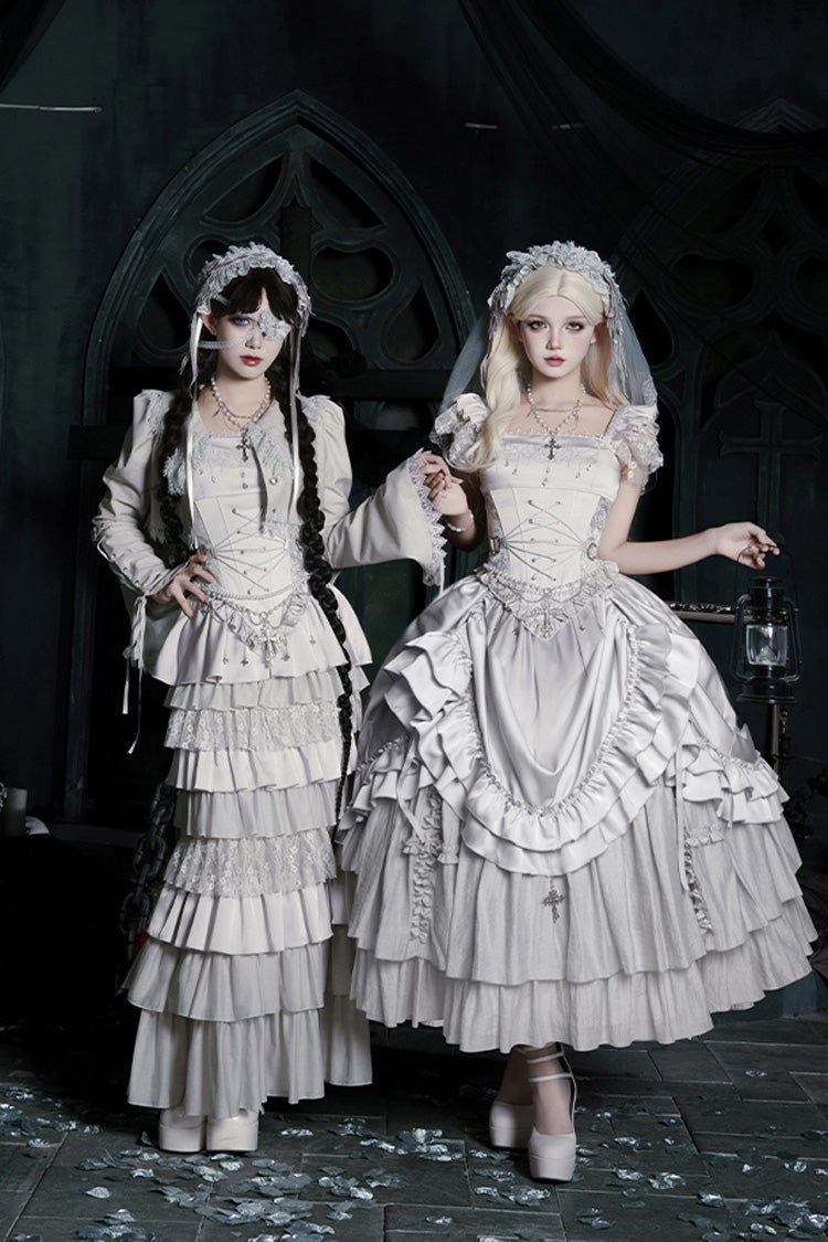Gothic Corset - Bionic Doll, Solid-Color, Square Collar, Long Length, Ruffled - additional product view 3