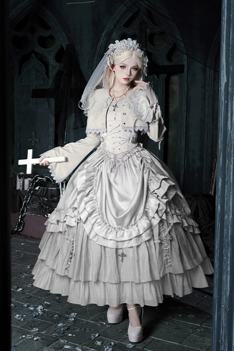 Gothic Corset - Bionic Doll, Solid-Color, Square Collar, Long Length, Ruffled - additional product view 4