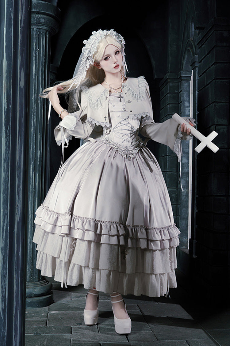 Gothic Corset - Bionic Doll, Solid-Color, Square Collar, Long Length, Ruffled - additional product view 5