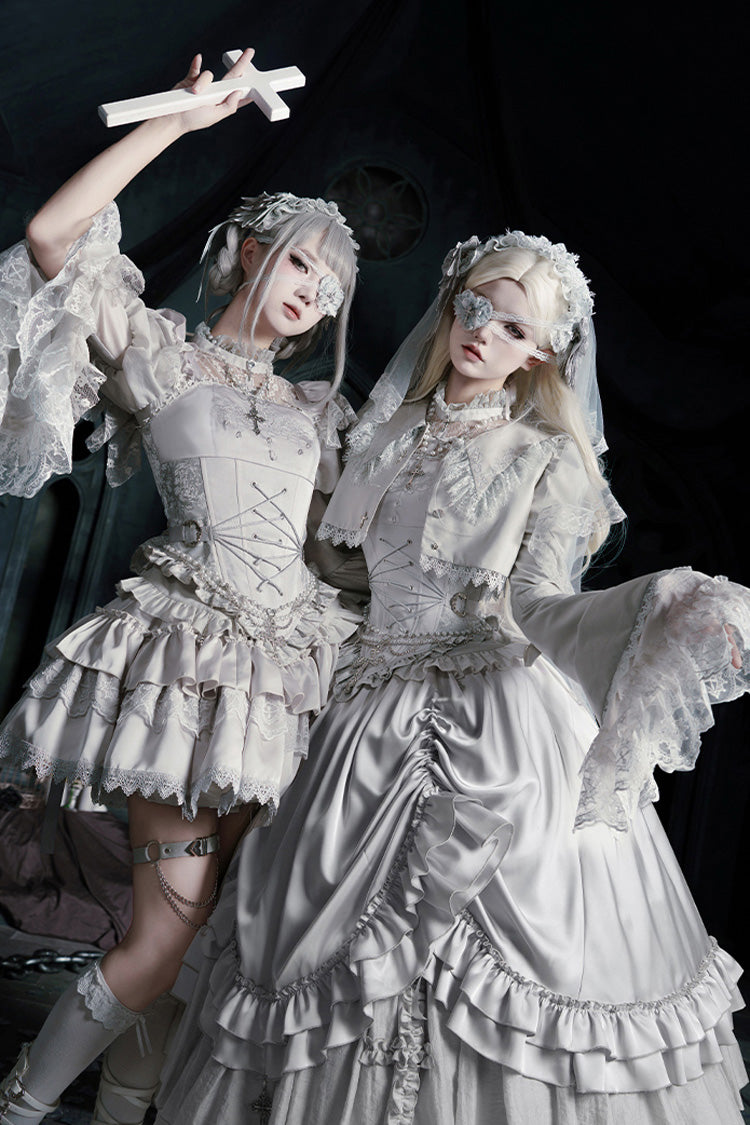 Gothic Corset - Bionic Doll, Solid-Color, Square Collar, Long Length, Ruffled - additional product view 9