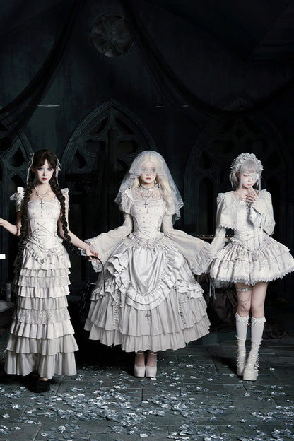 Gothic Corset - Bionic Doll, Solid-Color, Square Collar, Long Length, Ruffled - additional product view 10