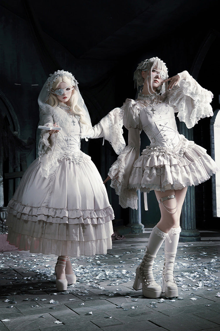Gothic Corset - Bionic Doll, Solid-Color, Square Collar, Long Length, Ruffled - additional product view 12
