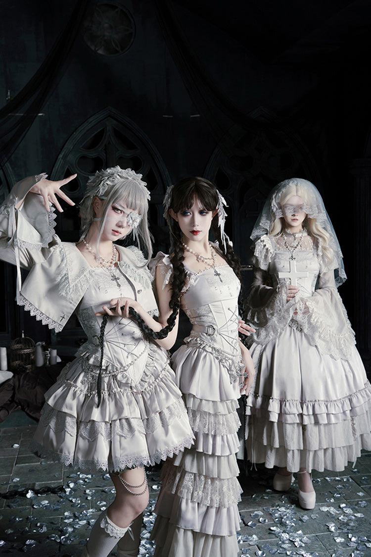 Gothic Corset - Bionic Doll, Solid-Color, Square Collar, Long Length, Ruffled - additional product view 13