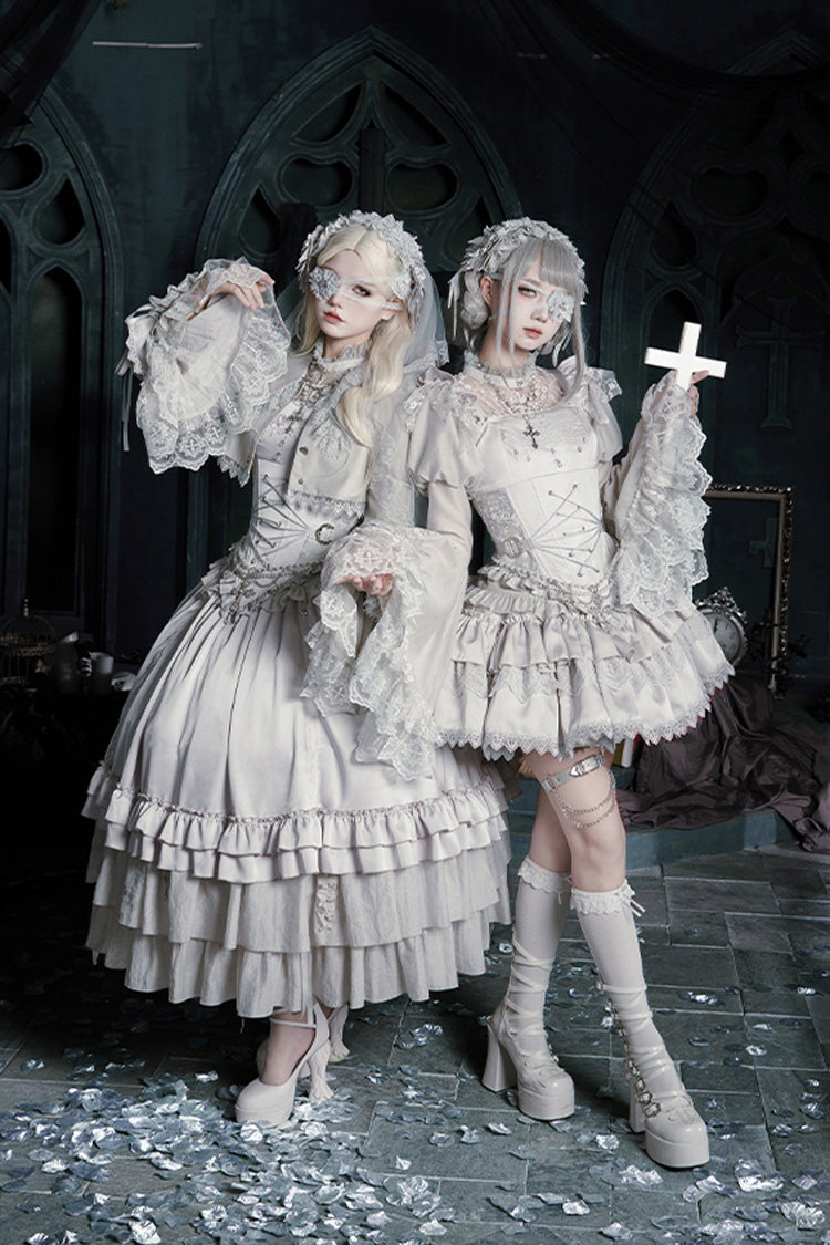 Gothic Corset - Bionic Doll, Solid-Color, Square Collar, Long Length, Ruffled - additional product view 14
