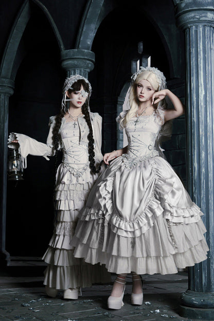 Gothic Corset - Bionic Doll, Solid-Color, Square Collar, Long Length, Ruffled - additional product view 18
