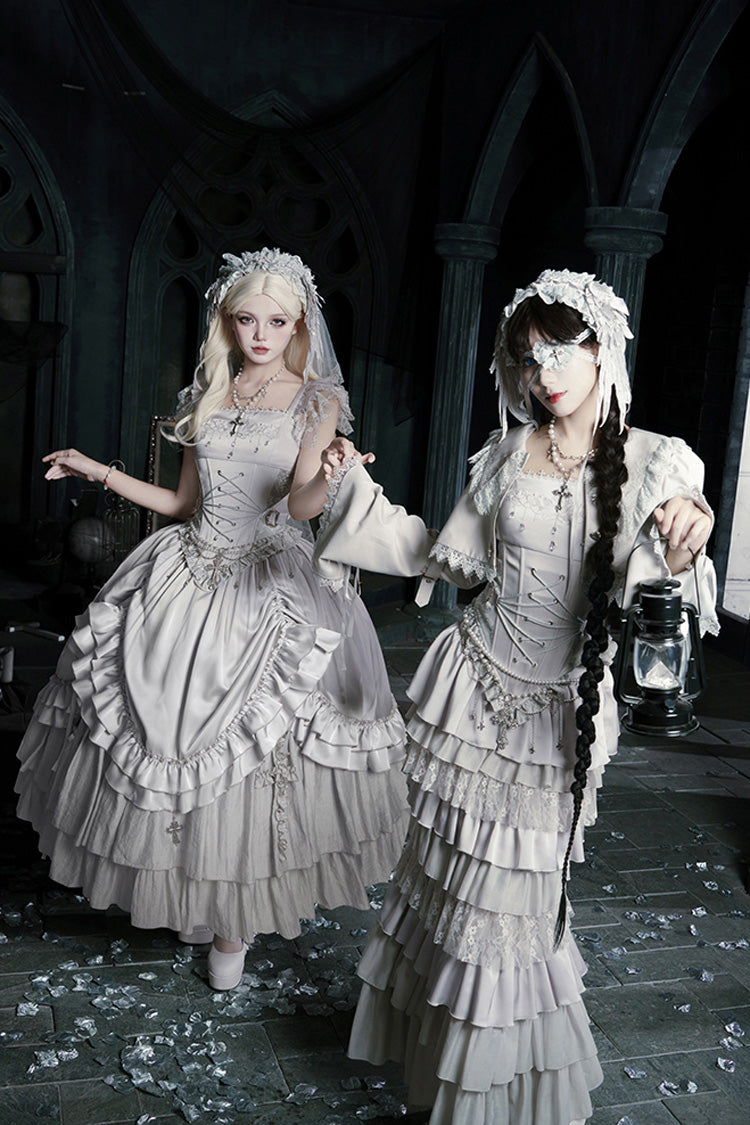 Gothic Corset - Bionic Doll, Solid-Color, Square Collar, Long Length, Ruffled - additional product view 20