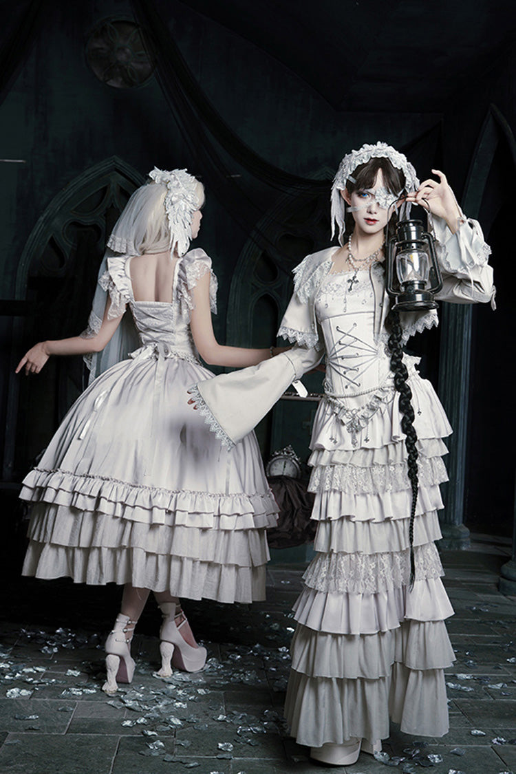 Gothic Corset - Bionic Doll, Solid-Color, Square Collar, Long Length, Ruffled - additional product view 21