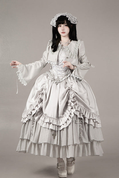 Gothic Corset - Bionic Doll, Solid-Color, Square Collar, Long Length, Ruffled - additional product view 22