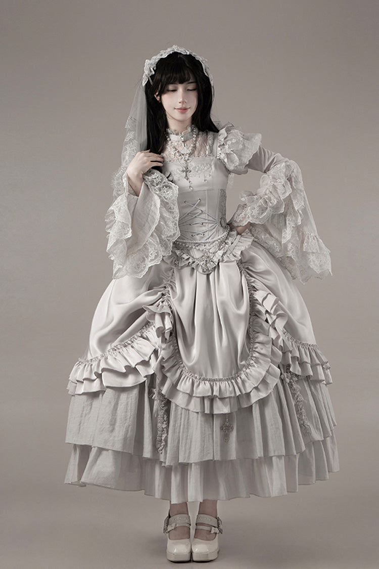 Gothic Corset - Bionic Doll, Solid-Color, Square Collar, Long Length, Ruffled - additional product view 23