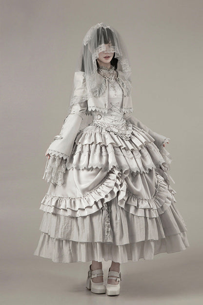 Gothic Corset - Bionic Doll, Solid-Color, Square Collar, Long Length, Ruffled - additional product view 24