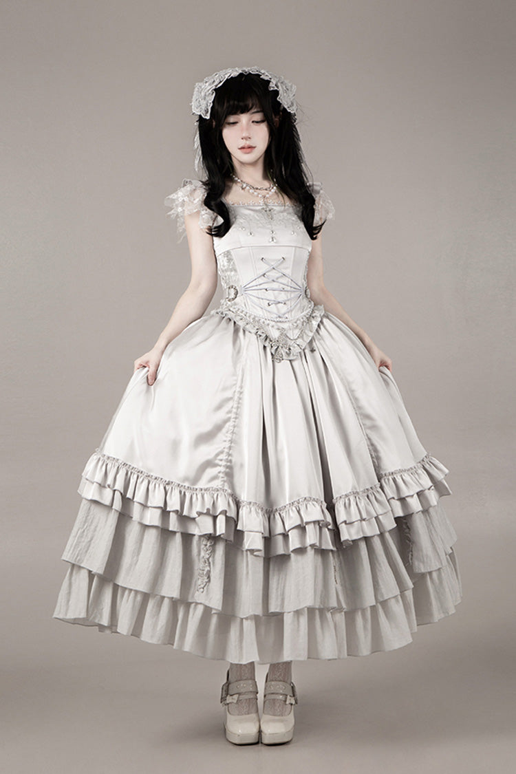 Gothic Corset - Bionic Doll, Solid-Color, Square Collar, Long Length, Ruffled - additional product view 25