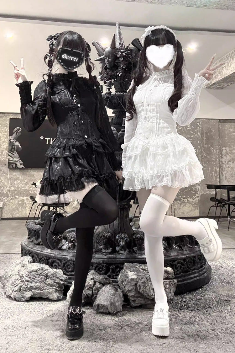 Gothic Fashion Shorts - Rose Bible, 2 Colors, Lace-Up, Long Sleeves, Lace Trim - additional product view 2