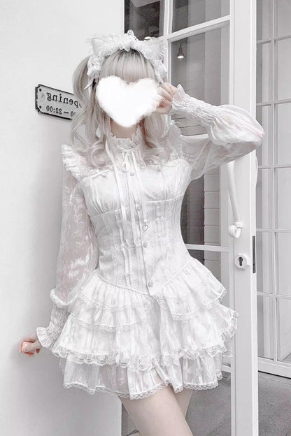 Gothic Fashion Shorts - Rose Bible, 2 Colors, Lace-Up, Long Sleeves, Lace Trim - additional product view 3
