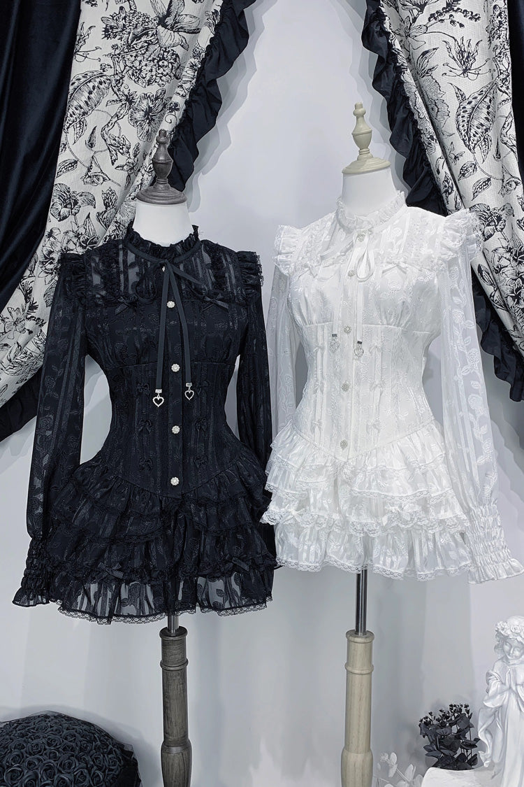 Gothic Fashion Shorts - Rose Bible, 2 Colors, Lace-Up, Long Sleeves, Lace Trim - additional product view 5