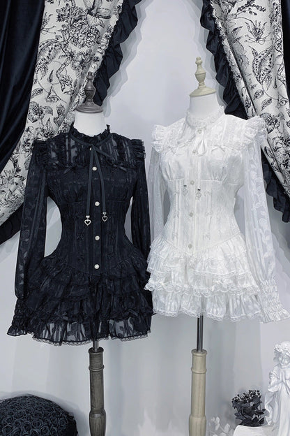Gothic Fashion Shorts - Rose Bible, 2 Colors, Lace-Up, Long Sleeves, Lace Trim - additional product view 5