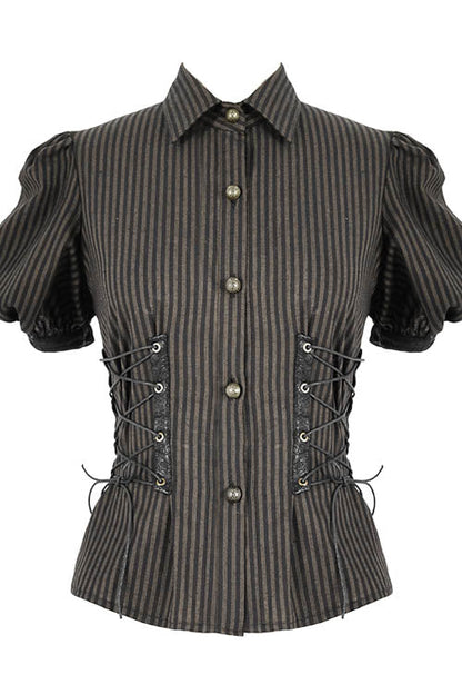 Gothic Fashion Top - Bubble, Brown, Striped, Women's Style, Punk Style - additional product view 4