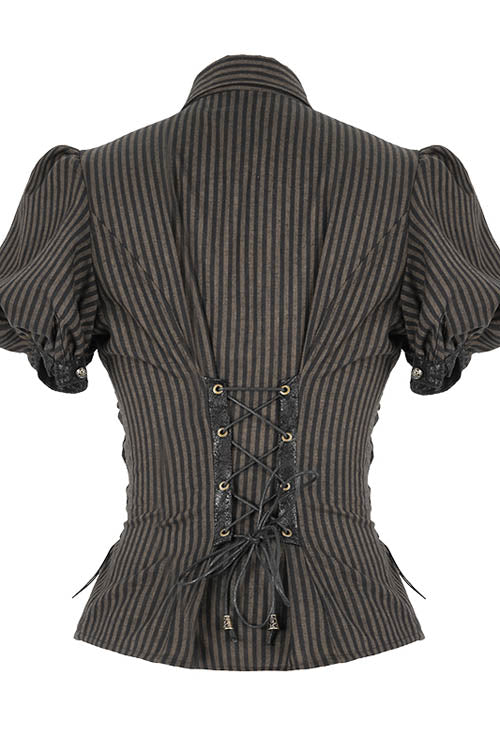 Gothic Fashion Top - Bubble, Brown, Striped, Women's Style, Punk Style - additional product view 6