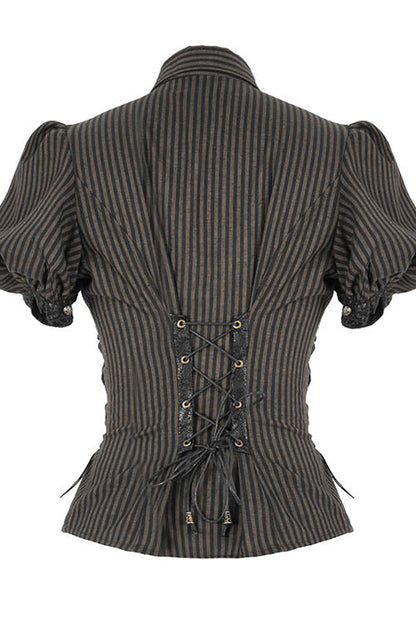 Gothic Fashion Top - Bubble, Brown, Striped, Women's Style, Punk Style - additional product view 6