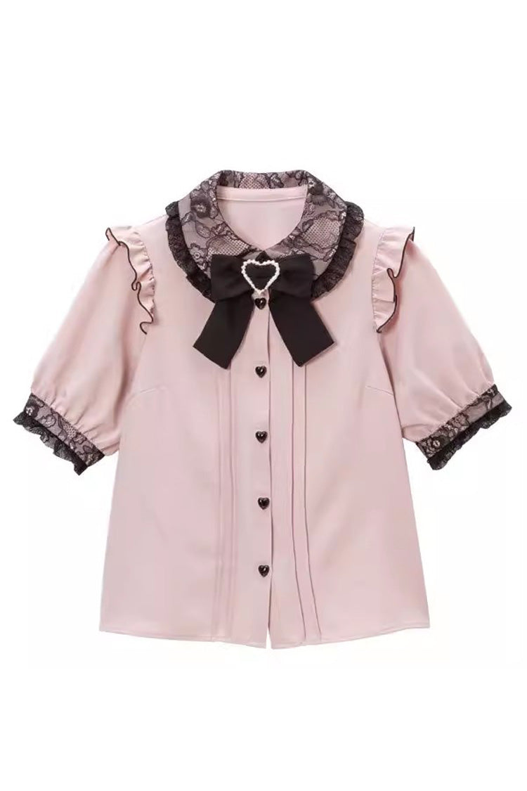 Gothic Fashion Top - Doll Collar, 4 Colors, Bow Detail, Sweet Style - main product image