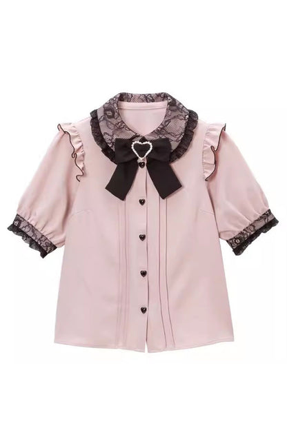 Gothic Fashion Top - Doll Collar, 4 Colors, Bow Detail, Sweet Style - main product image