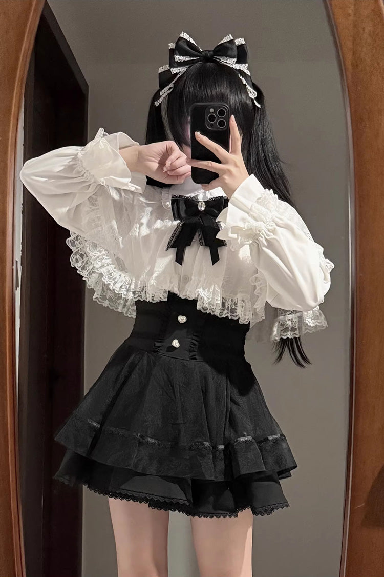 Gothic Fashion Top - Law Of Disorder, 6 Colors, Lace Trim, Long Sleeves, Sweet Style - additional product view 8