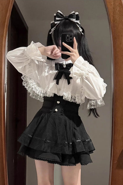 Gothic Fashion Top - Law Of Disorder, 6 Colors, Lace Trim, Long Sleeves, Sweet Style - additional product view 8