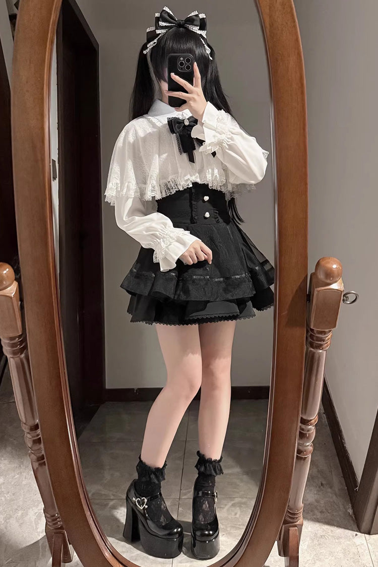 Gothic Fashion Top - Law Of Disorder, 6 Colors, Lace Trim, Long Sleeves, Sweet Style - additional product view 9
