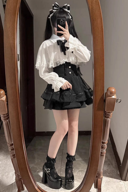 Gothic Fashion Top - Law Of Disorder, 6 Colors, Lace Trim, Long Sleeves, Sweet Style - additional product view 9