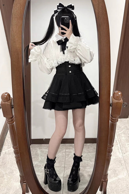 Gothic Fashion Top - Law Of Disorder, 6 Colors, Lace Trim, Long Sleeves, Sweet Style - additional product view 11