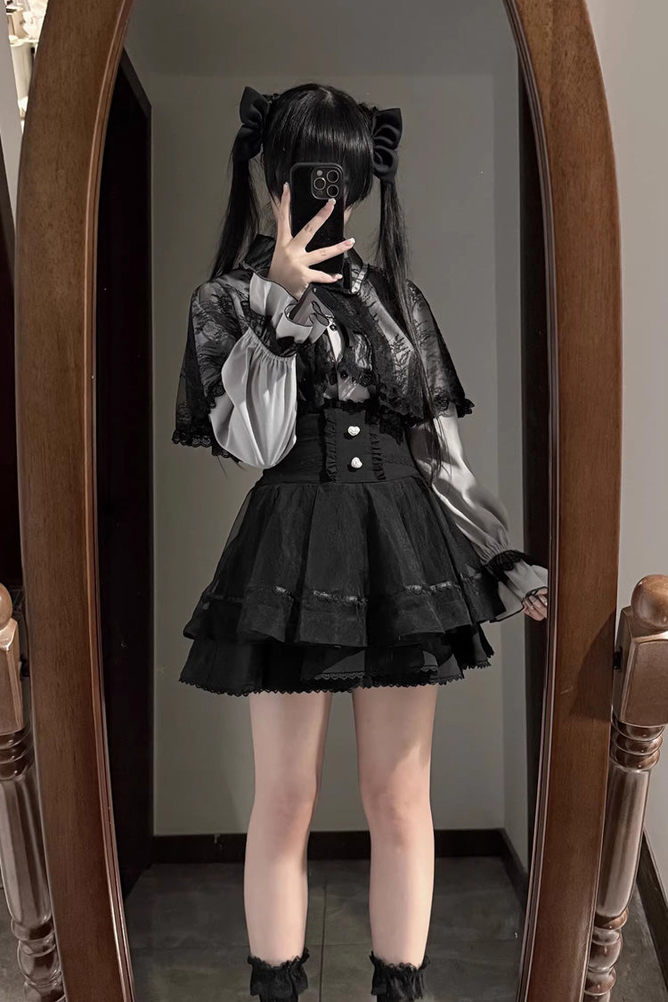 Gothic Fashion Top - Law Of Disorder, 6 Colors, Lace Trim, Long Sleeves, Sweet Style - additional product view 12
