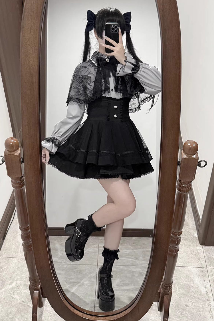 Gothic Fashion Top - Law Of Disorder, 6 Colors, Lace Trim, Long Sleeves, Sweet Style - additional product view 14