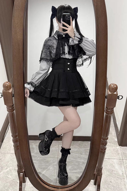 Gothic Fashion Top - Law Of Disorder, 6 Colors, Lace Trim, Long Sleeves, Sweet Style - additional product view 14