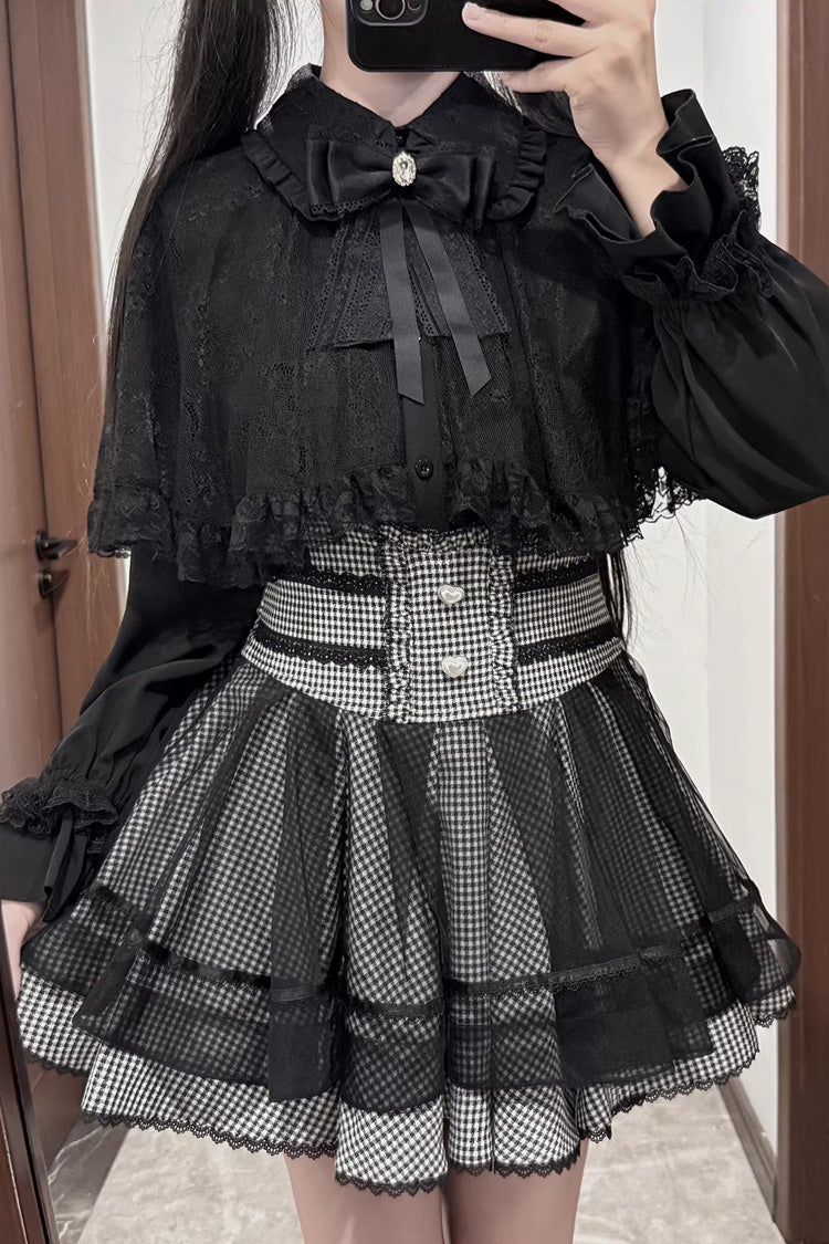 Gothic Fashion Top - Law Of Disorder, 6 Colors, Lace Trim, Long Sleeves, Sweet Style - S Top(Black) / M Top(Black) / L Top(Black) option