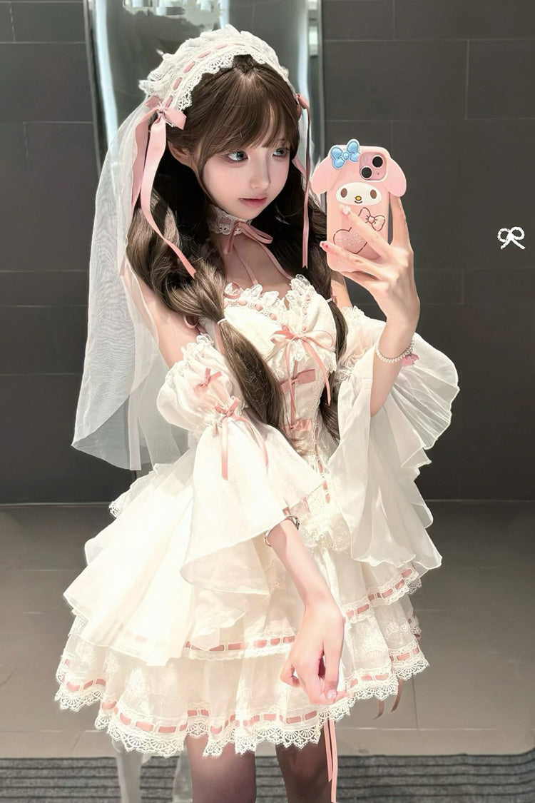 Gothic Fashion Top - Little Love Song, White, Detachable Detail, Ruffled, Sweet Style - additional product view 3
