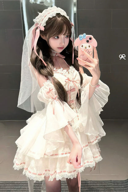 Gothic Fashion Top - Little Love Song, White, Detachable Detail, Ruffled, Sweet Style - additional product view 3