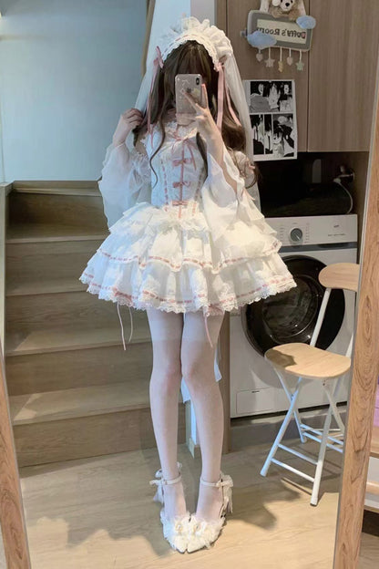 Gothic Fashion Top - Little Love Song, White, Detachable Detail, Ruffled, Sweet Style - additional product view 5