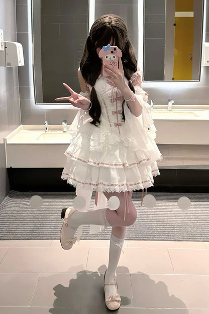 Gothic Fashion Top - Little Love Song, White, Detachable Detail, Ruffled, Sweet Style - additional product view 8