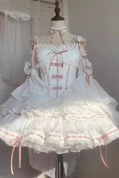Gothic Fashion Top - Little Love Song, White, Detachable Detail, Ruffled, Sweet Style - main product image