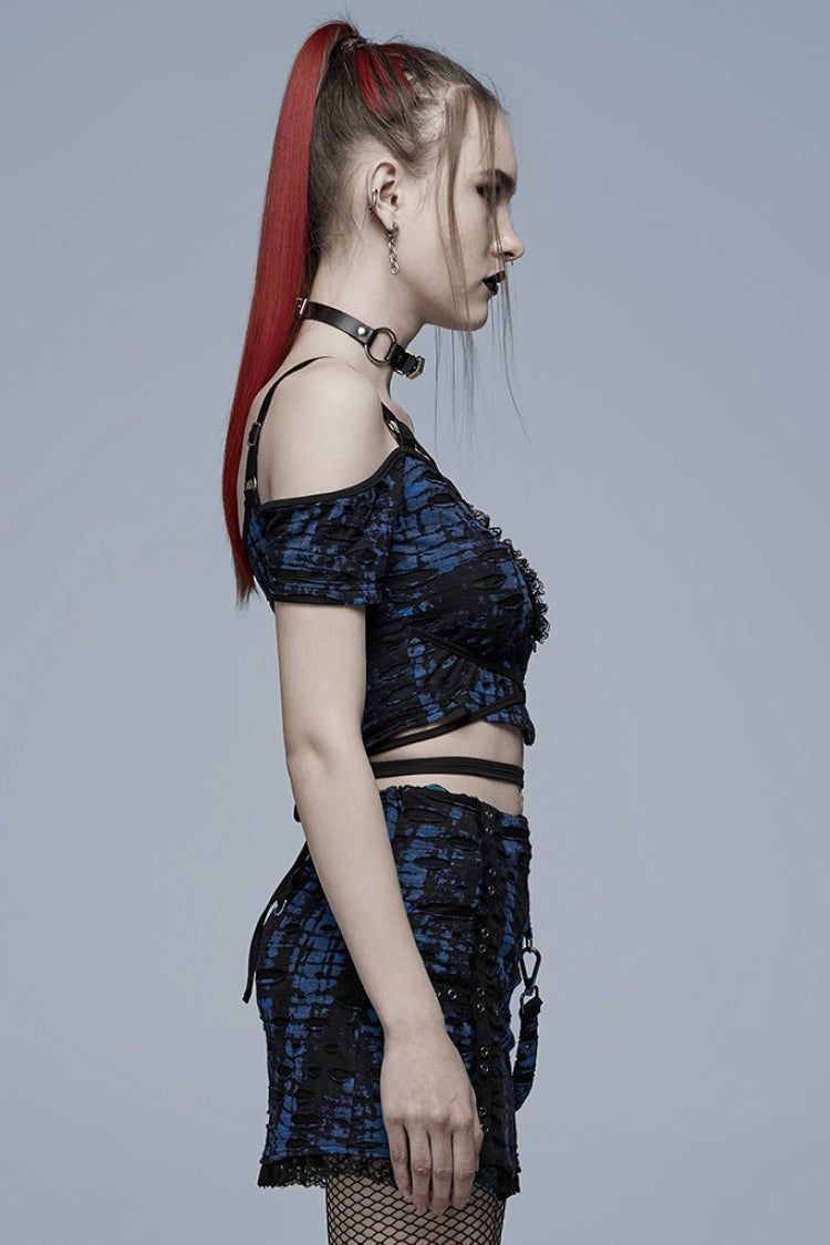 Gothic Fashion Top - Off Shoulder, 2 Colors, Women's Style, Printed - additional product view 2
