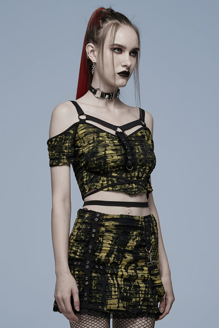 Gothic Fashion Top - Off Shoulder, 2 Colors, Women's Style, Printed - additional product view 10
