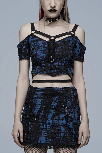 Gothic Fashion Top - Off Shoulder, 2 Colors, Women's Style, Printed - main product image