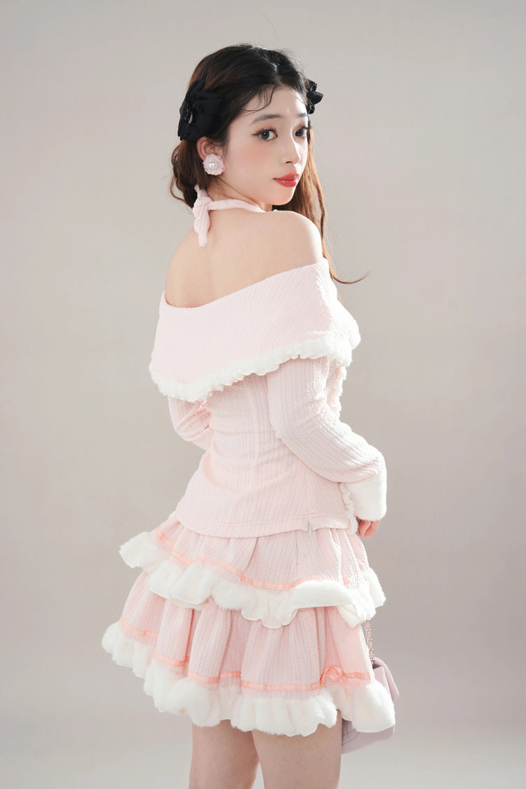 Gothic Fashion Top - Ruffle Bowknot Lace Princess, Pink, Layered, Long Sleeves - additional product view 2